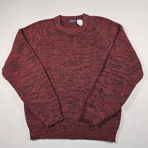 Vintage Saugatuck Men's Large Red Pullover Crewneck Knit Sweater Long Sleeve